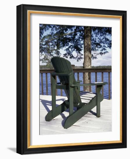 Chair on a Snow Covered Porch-null-Framed Photographic Print