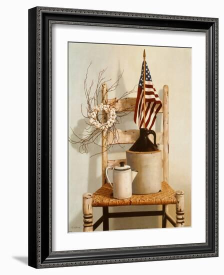 Chair with Jug and Flag-Cecile Baird-Framed Art Print