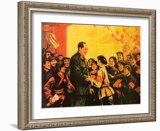 Chairman Mao Receiving in Person the Little Generals of the Red Guards, June 1967-null-Framed Giclee Print