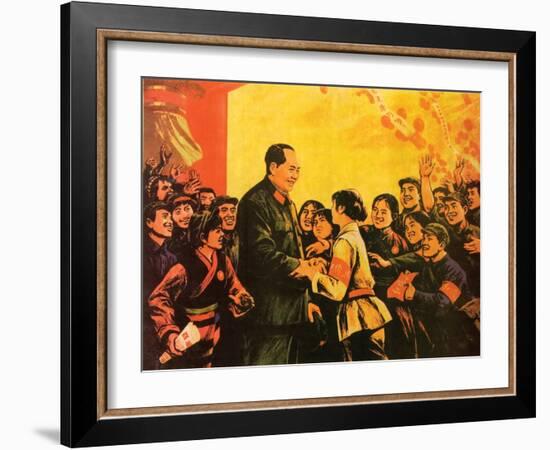 Chairman Mao Receiving in Person the Little Generals of the Red Guards, June 1967-null-Framed Giclee Print