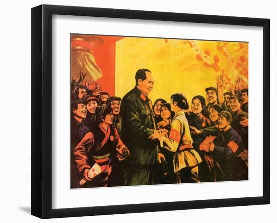 Chairman Mao Receiving in Person the Little Generals of the Red Guards, June 1967-null-Framed Giclee Print