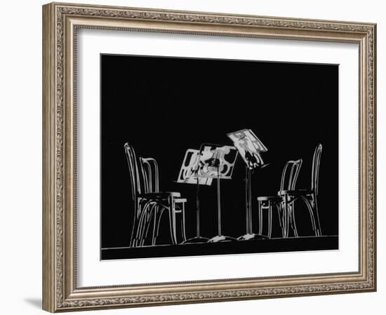 Chairs and Music Stands For the Budapest String Quartet-Gjon Mili-Framed Photographic Print