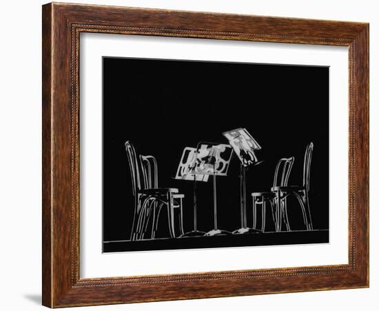 Chairs and Music Stands For the Budapest String Quartet-Gjon Mili-Framed Photographic Print