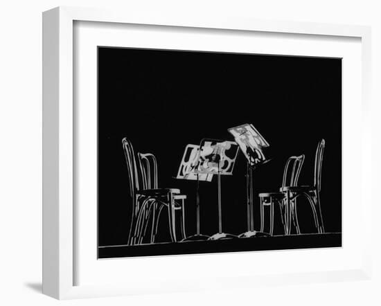 Chairs and Music Stands For the Budapest String Quartet-Gjon Mili-Framed Photographic Print