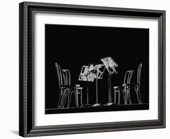 Chairs and Music Stands For the Budapest String Quartet-Gjon Mili-Framed Photographic Print