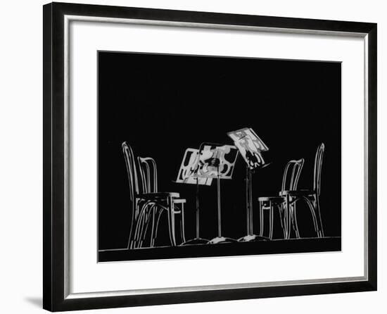 Chairs and Music Stands For the Budapest String Quartet-Gjon Mili-Framed Photographic Print