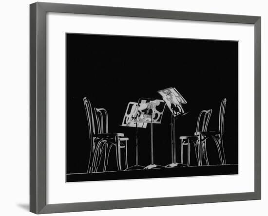 Chairs and Music Stands For the Budapest String Quartet-Gjon Mili-Framed Photographic Print