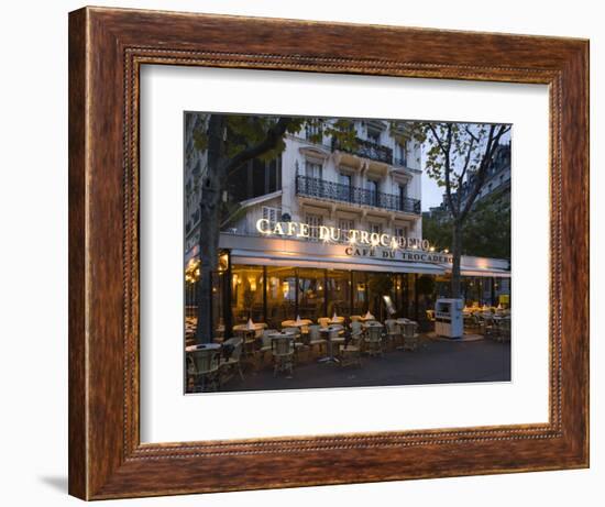 Chairs and Tables in a Restaurant at Dawn, Cafe Du Trocadero, Paris, Ile-De-France, France-null-Framed Photographic Print