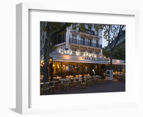 Chairs and Tables in a Restaurant at Dawn, Cafe Du Trocadero, Paris, Ile-De-France, France-null-Framed Photographic Print