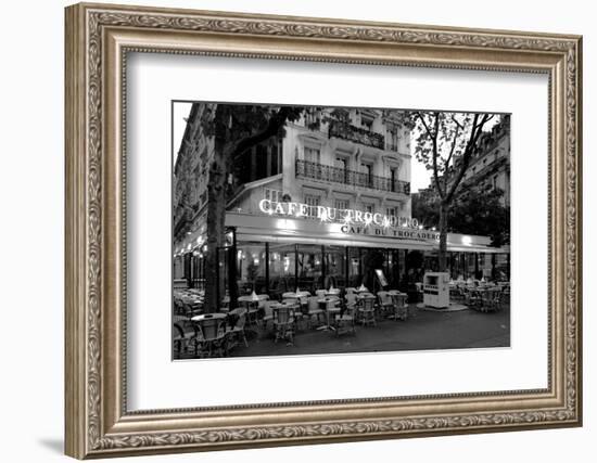 Chairs and tables in a restaurant at dawn, Cafe Du Trocadero, Paris, Ile-de-France, France-null-Framed Photographic Print