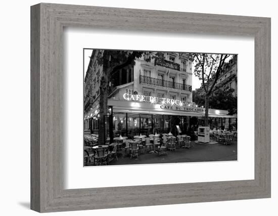 Chairs and tables in a restaurant at dawn, Cafe Du Trocadero, Paris, Ile-de-France, France-null-Framed Photographic Print