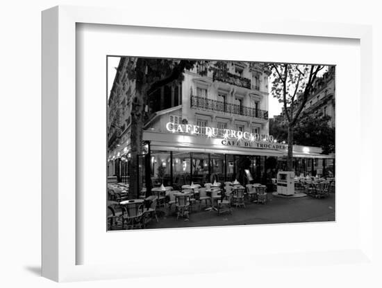 Chairs and tables in a restaurant at dawn, Cafe Du Trocadero, Paris, Ile-de-France, France-null-Framed Photographic Print