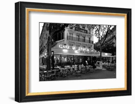 Chairs and tables in a restaurant at dawn, Cafe Du Trocadero, Paris, Ile-de-France, France-null-Framed Photographic Print