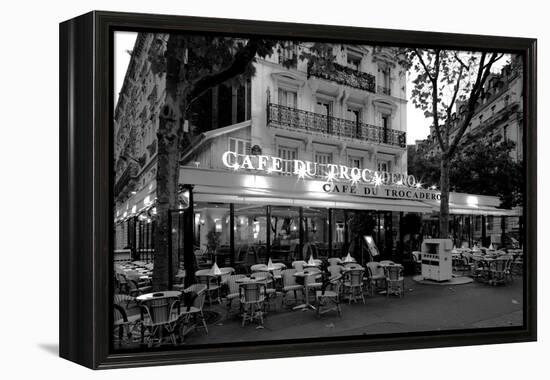 Chairs and tables in a restaurant at dawn, Cafe Du Trocadero, Paris, Ile-de-France, France-null-Framed Premier Image Canvas