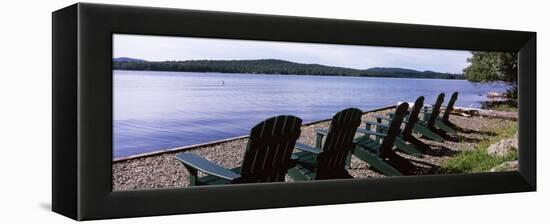 Chairs at the Lakeside, Raquette Lake, Adirondack Mountains, New York State, USA-null-Framed Premier Image Canvas