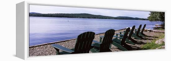 Chairs at the Lakeside, Raquette Lake, Adirondack Mountains, New York State, USA-null-Framed Premier Image Canvas
