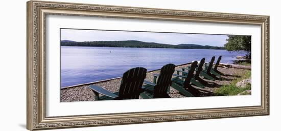 Chairs at the Lakeside, Raquette Lake, Adirondack Mountains, New York State, USA-null-Framed Photographic Print