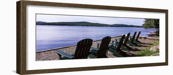 Chairs at the Lakeside, Raquette Lake, Adirondack Mountains, New York State, USA-null-Framed Photographic Print