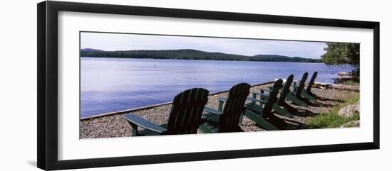 Chairs at the Lakeside, Raquette Lake, Adirondack Mountains, New York State, USA-null-Framed Photographic Print