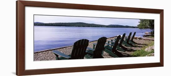 Chairs at the Lakeside, Raquette Lake, Adirondack Mountains, New York State, USA-null-Framed Photographic Print