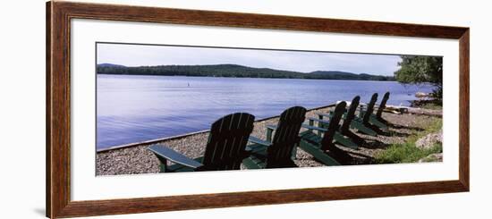 Chairs at the Lakeside, Raquette Lake, Adirondack Mountains, New York State, USA-null-Framed Photographic Print