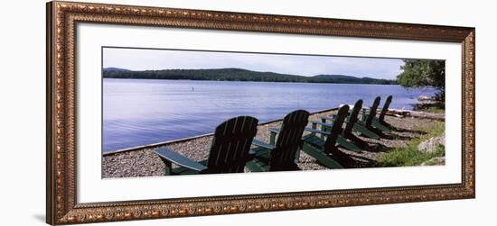 Chairs at the Lakeside, Raquette Lake, Adirondack Mountains, New York State, USA-null-Framed Photographic Print