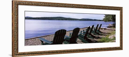 Chairs at the Lakeside, Raquette Lake, Adirondack Mountains, New York State, USA-null-Framed Photographic Print