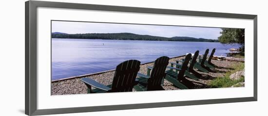 Chairs at the Lakeside, Raquette Lake, Adirondack Mountains, New York State, USA-null-Framed Photographic Print