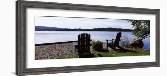 Chairs at the Lakeside, Raquette Lake, Adirondack Mountains, New York State, USA-null-Framed Photographic Print