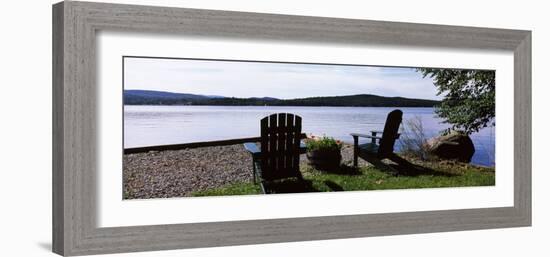 Chairs at the Lakeside, Raquette Lake, Adirondack Mountains, New York State, USA-null-Framed Photographic Print