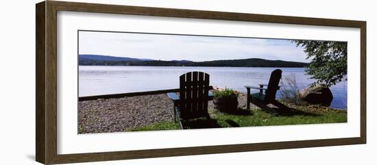 Chairs at the Lakeside, Raquette Lake, Adirondack Mountains, New York State, USA-null-Framed Photographic Print