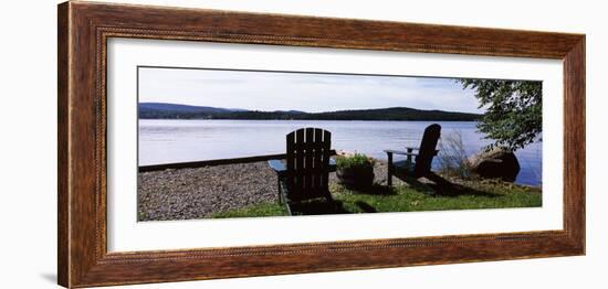 Chairs at the Lakeside, Raquette Lake, Adirondack Mountains, New York State, USA-null-Framed Photographic Print