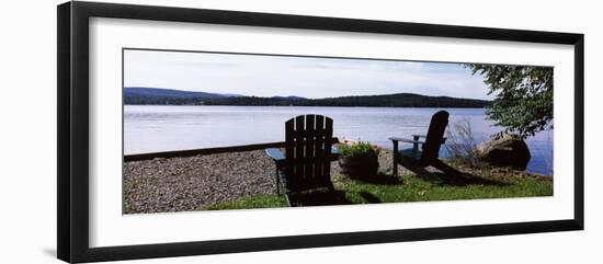 Chairs at the Lakeside, Raquette Lake, Adirondack Mountains, New York State, USA-null-Framed Photographic Print