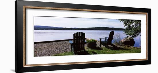 Chairs at the Lakeside, Raquette Lake, Adirondack Mountains, New York State, USA-null-Framed Photographic Print