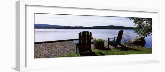 Chairs at the Lakeside, Raquette Lake, Adirondack Mountains, New York State, USA-null-Framed Photographic Print