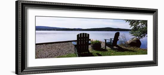 Chairs at the Lakeside, Raquette Lake, Adirondack Mountains, New York State, USA-null-Framed Photographic Print