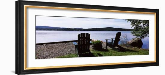 Chairs at the Lakeside, Raquette Lake, Adirondack Mountains, New York State, USA-null-Framed Photographic Print