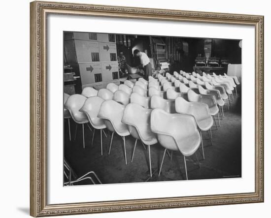 Chairs Designed by Charles Eames Made of Molded Plastic and Plywood-Peter Stackpole-Framed Photographic Print