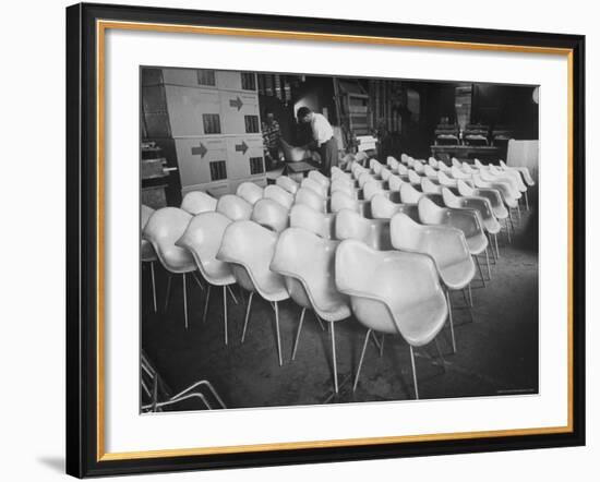 Chairs Designed by Charles Eames Made of Molded Plastic and Plywood-Peter Stackpole-Framed Photographic Print