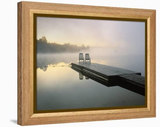 Chairs on Dock, Algonquin Provincial Park, Ontario, Canada-Nancy Rotenberg-Framed Premier Image Canvas