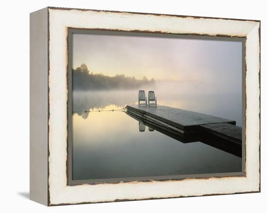 Chairs on Dock, Algonquin Provincial Park, Ontario, Canada-Nancy Rotenberg-Framed Premier Image Canvas