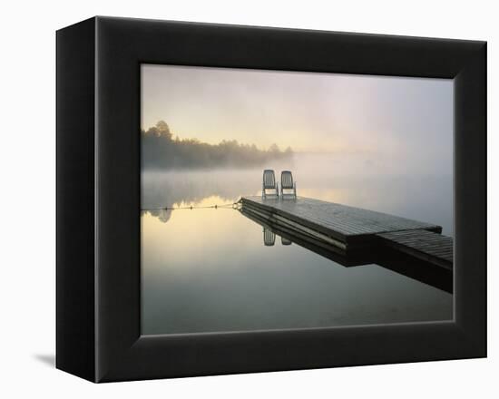 Chairs on Dock, Algonquin Provincial Park, Ontario, Canada-Nancy Rotenberg-Framed Premier Image Canvas