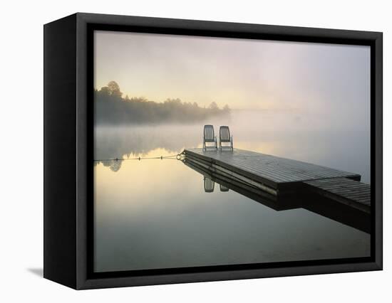 Chairs on Dock, Algonquin Provincial Park, Ontario, Canada-Nancy Rotenberg-Framed Premier Image Canvas