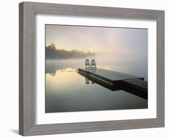 Chairs on Dock, Algonquin Provincial Park, Ontario, Canada-Nancy Rotenberg-Framed Photographic Print