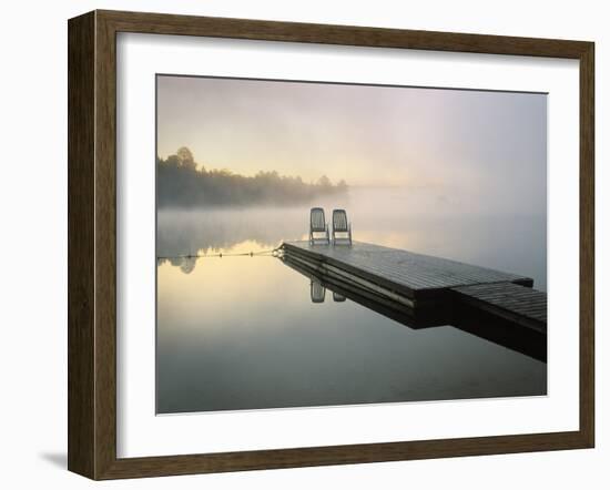 Chairs on Dock, Algonquin Provincial Park, Ontario, Canada-Nancy Rotenberg-Framed Photographic Print