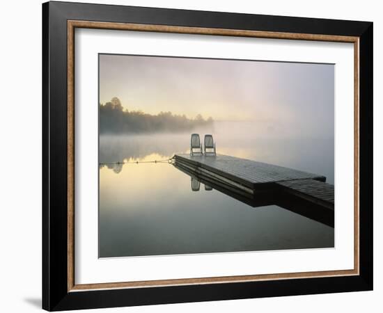 Chairs on Dock, Algonquin Provincial Park, Ontario, Canada-Nancy Rotenberg-Framed Photographic Print