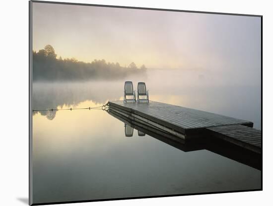 Chairs on Dock, Algonquin Provincial Park, Ontario, Canada-Nancy Rotenberg-Mounted Photographic Print