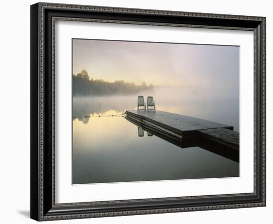 Chairs on Dock, Algonquin Provincial Park, Ontario, Canada-Nancy Rotenberg-Framed Photographic Print