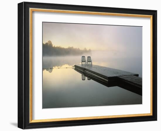 Chairs on Dock, Algonquin Provincial Park, Ontario, Canada-Nancy Rotenberg-Framed Photographic Print