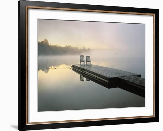 Chairs on Dock, Algonquin Provincial Park, Ontario, Canada-Nancy Rotenberg-Framed Photographic Print